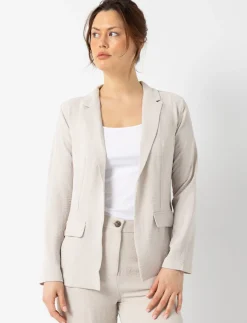Crepe-effect Open Blazer