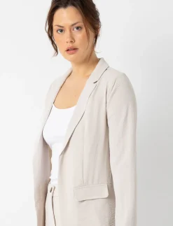 Crepe-effect Open Blazer