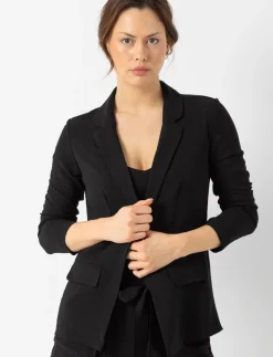 Crepe-effect Open Blazer