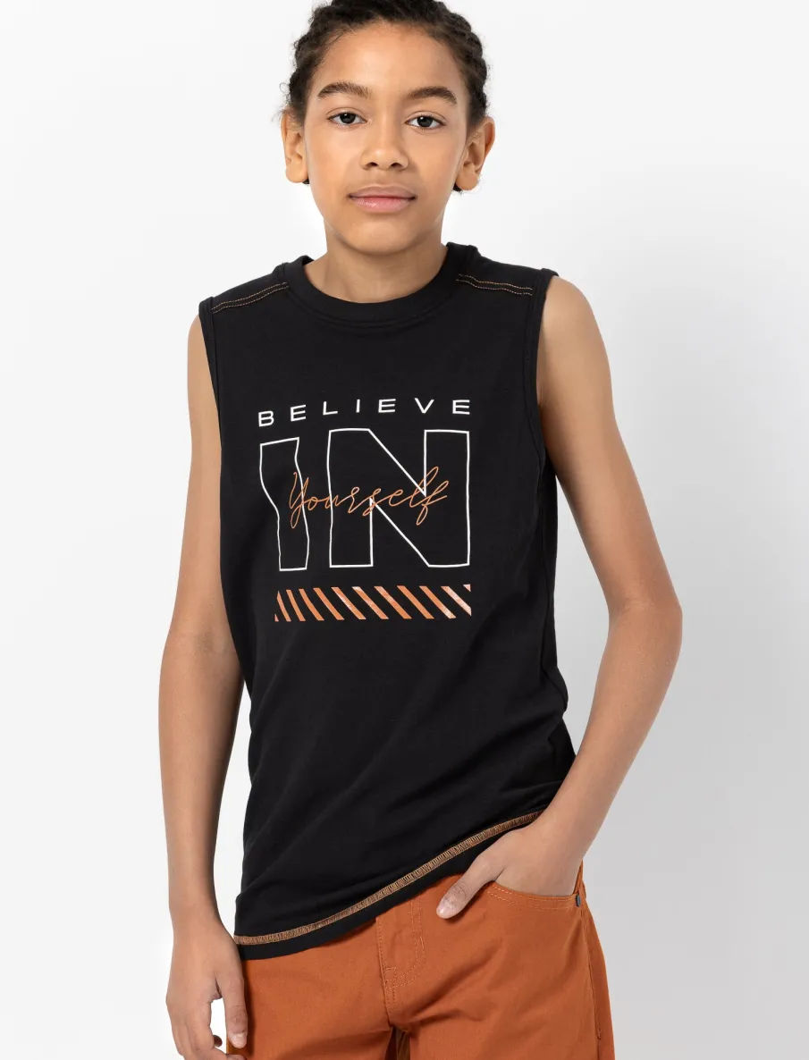 Crew Neck Printed Tank Top