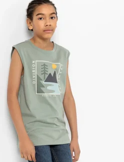 Crew Neck Printed Tank Top