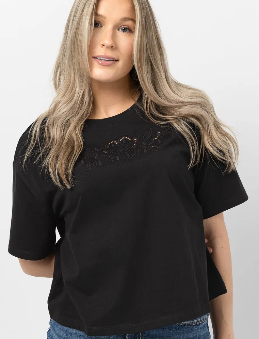 Crew Neck T-Shirt with Dropped Shoulders