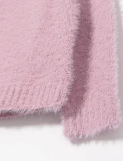 Crew-neck Fuzzy Knit Sweater - Little Girl