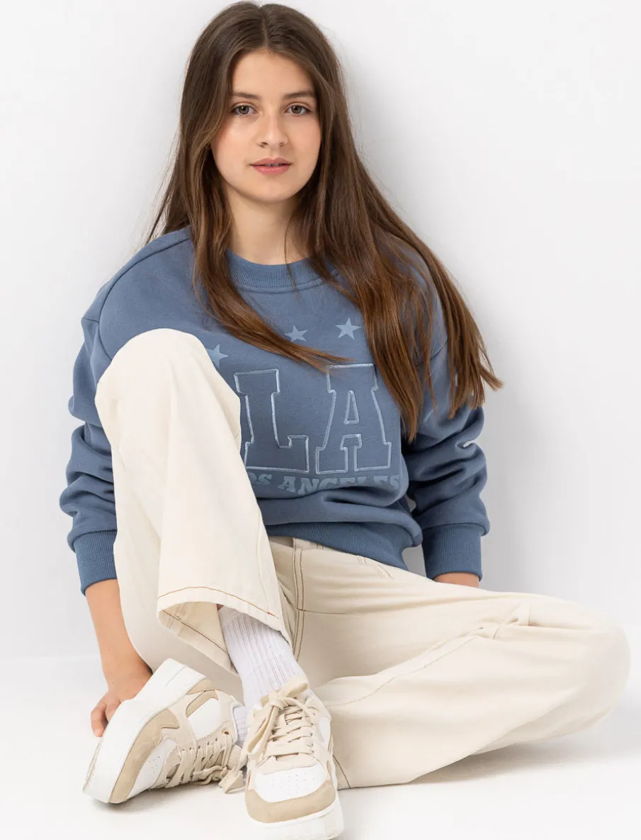 Crewneck Sweater with LA Embroidery