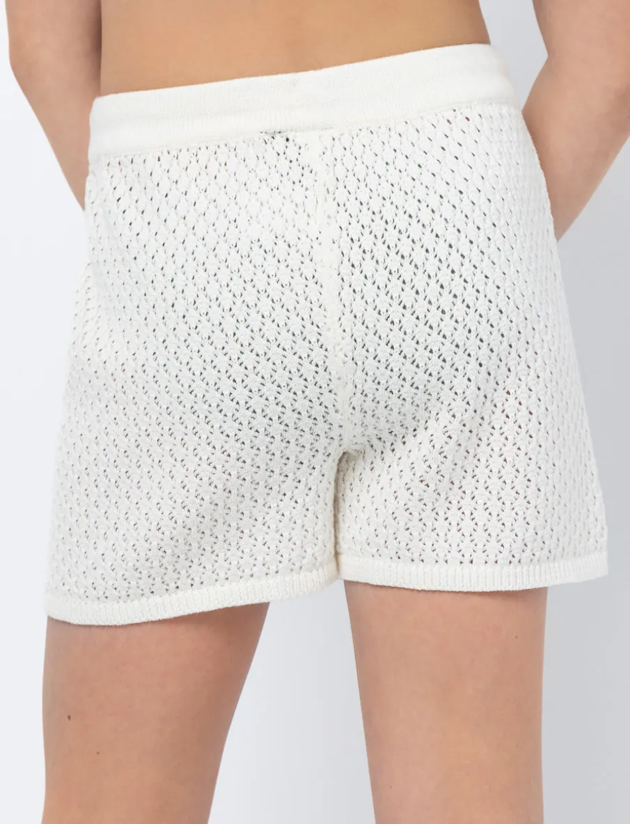 Crochet Elastic-waist Shorts