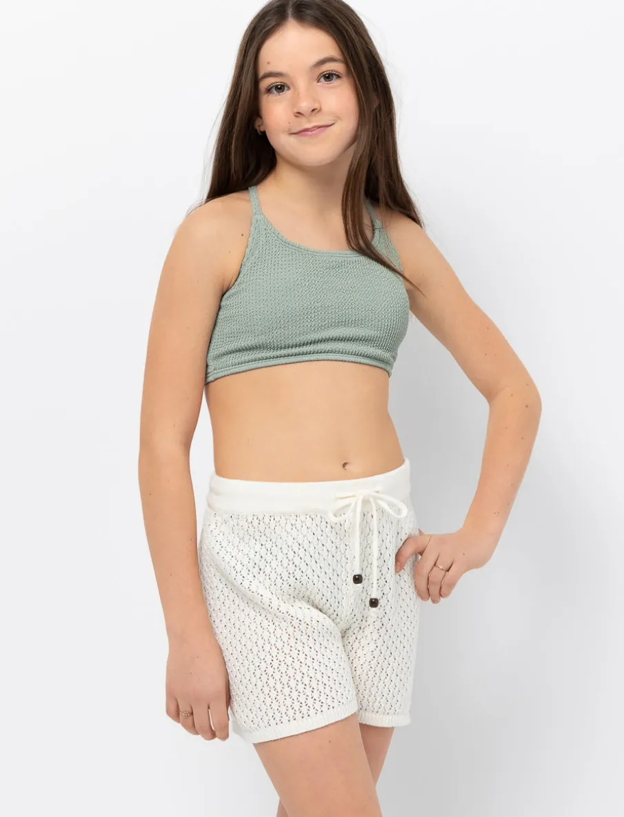 Crochet Elastic-waist Shorts