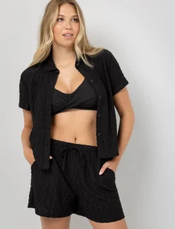 Crochet Knit Elastic-waist Shorts