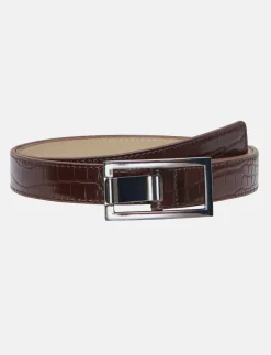 Crocrodile-effect Belt with Rectangular Buckle