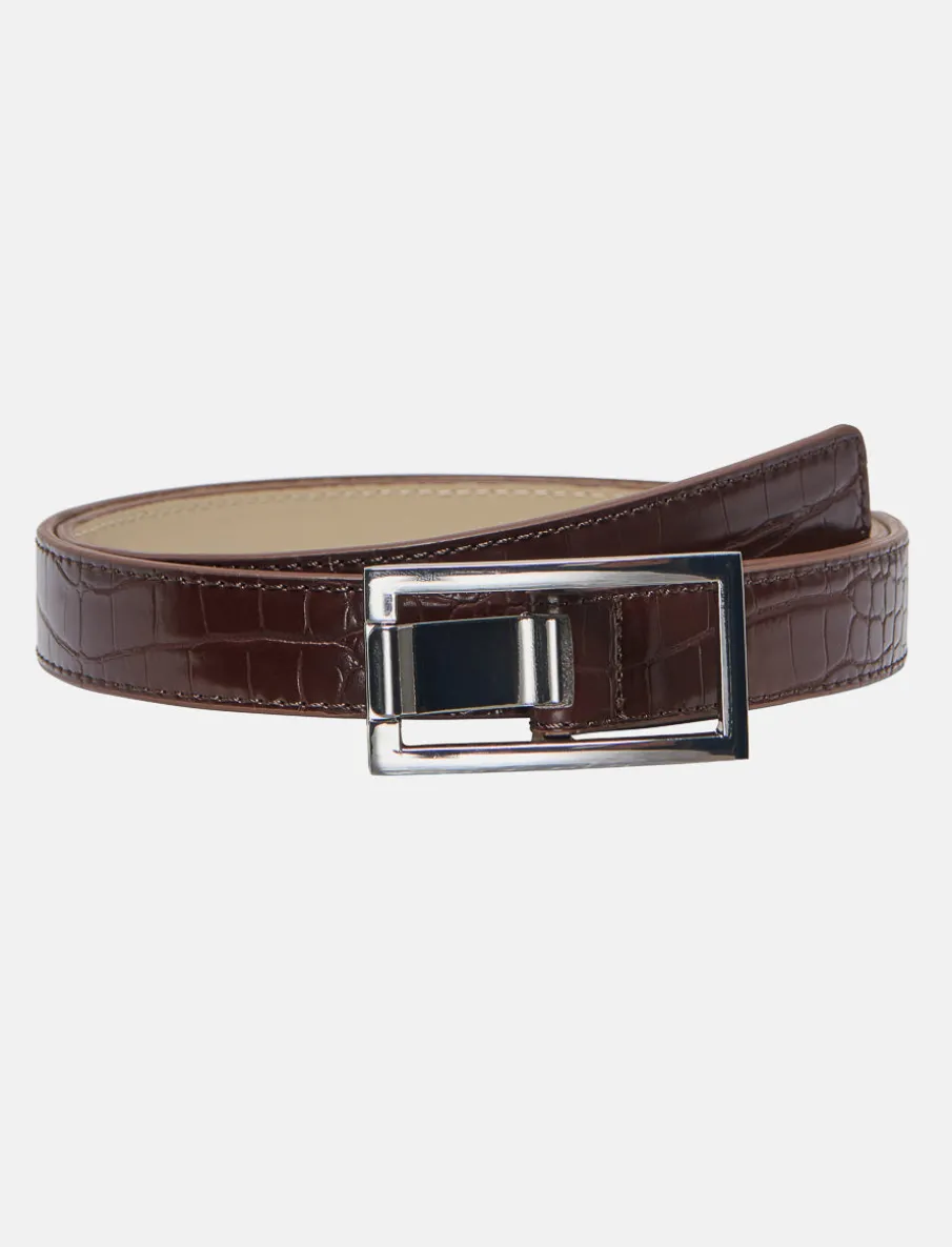 Crocrodile-effect Belt with Rectangular Buckle