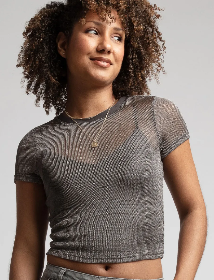 Cropped Mesh T-shirt