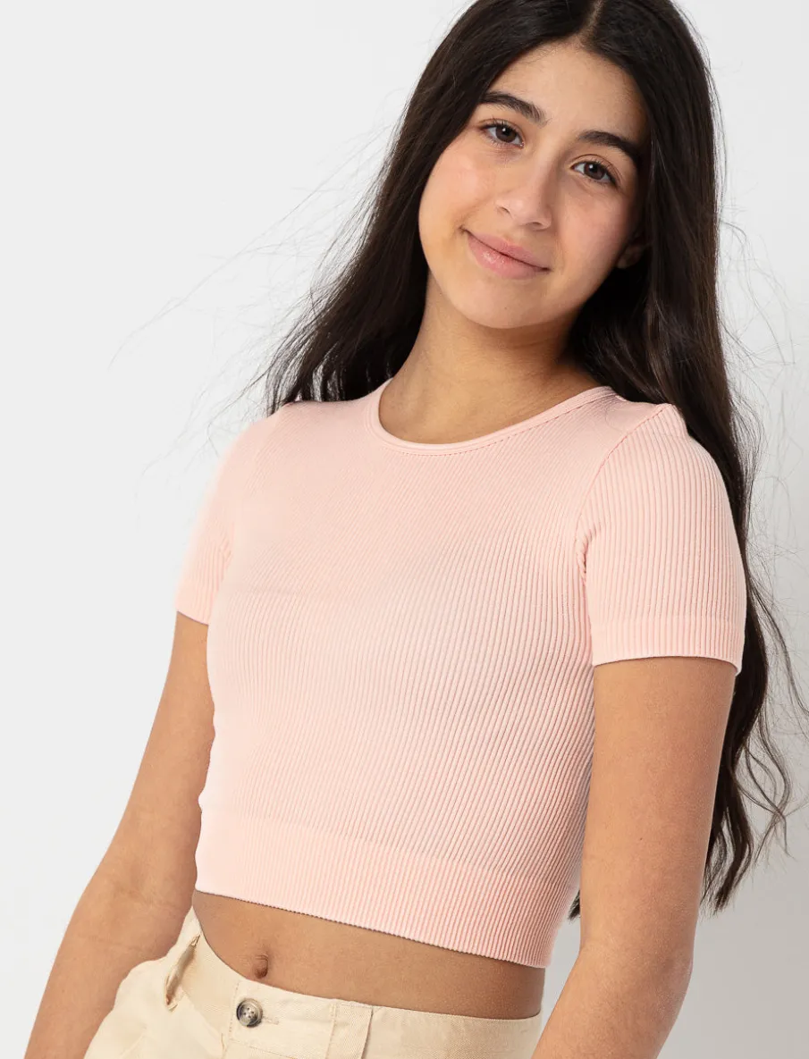 Cropped Ribbed T-shirt