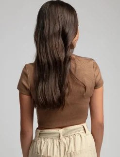 Cropped Rib-knit T-shirt