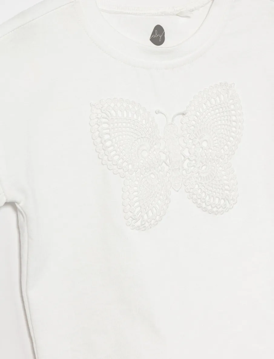 Cropped Ruffled-sleeve T-shirt