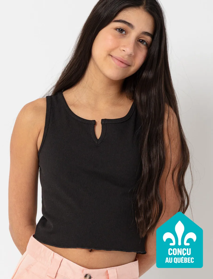 Cropped Split-neckline Tank Top