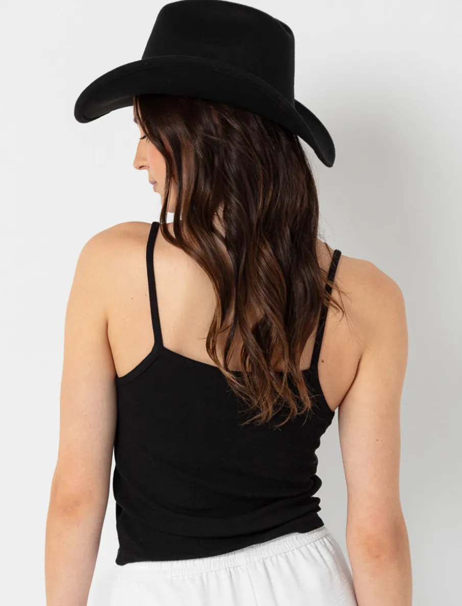 Cropped Tank Top with Embroidery