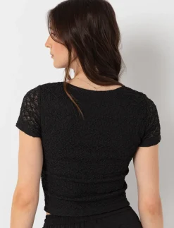 Cropped Textured T-shirt