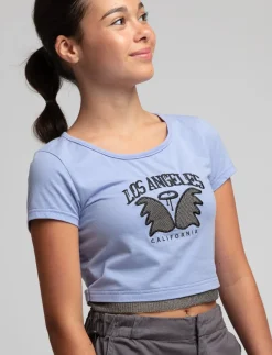 Cropped T-shirt with Embroidery