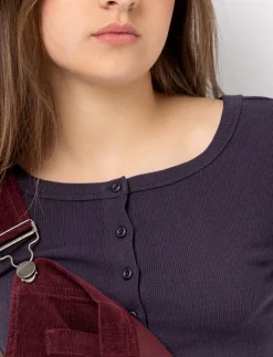 Cropped T-shirt with Front Buttons