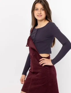 Cropped T-shirt with Front Buttons