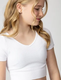 Cropped V-neck T-shirt