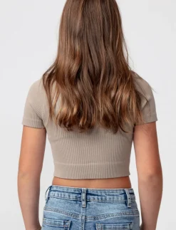 Cropped V-neck T-shirt