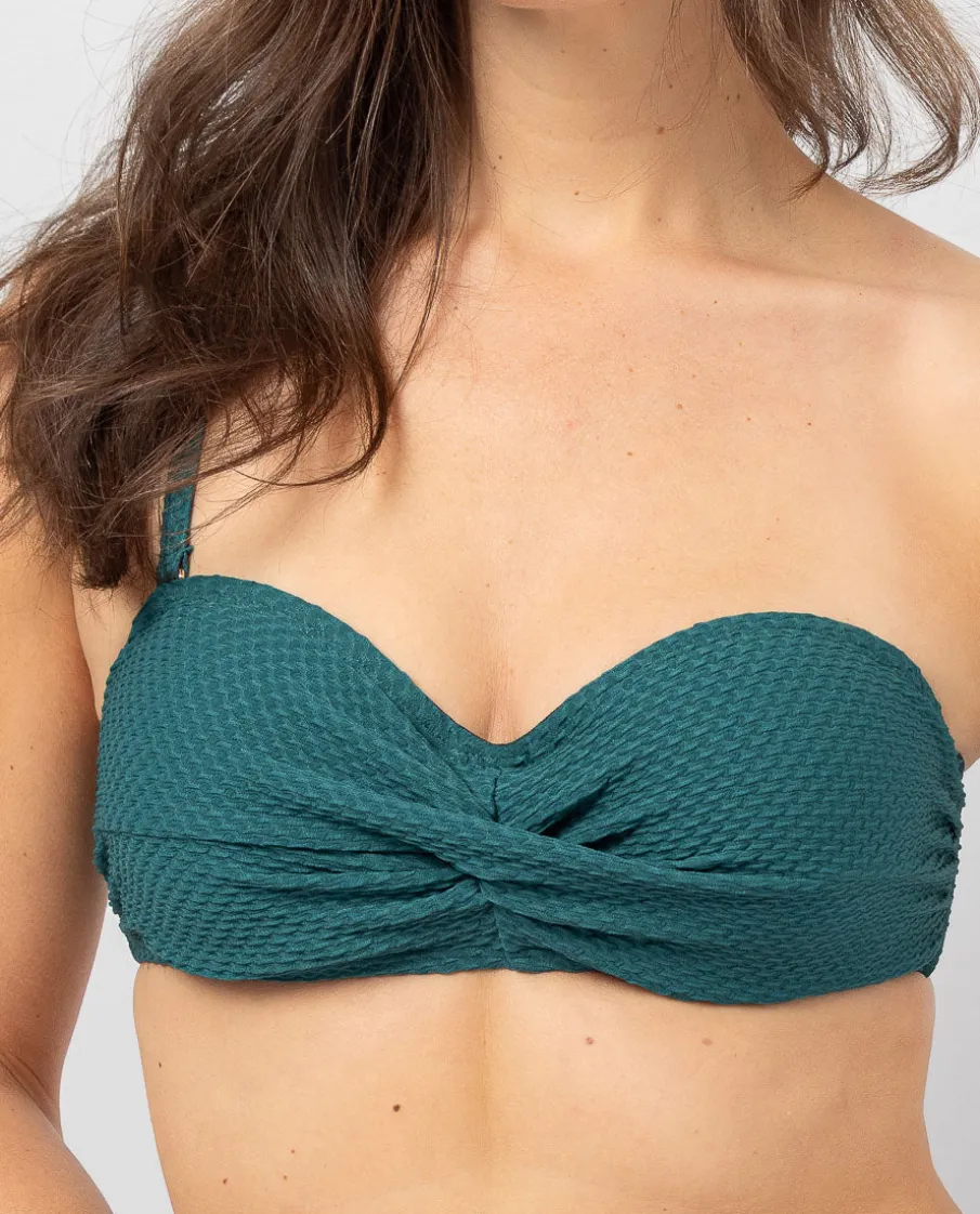 Cross-front Bandeau Bikini Top with Removable Straps
