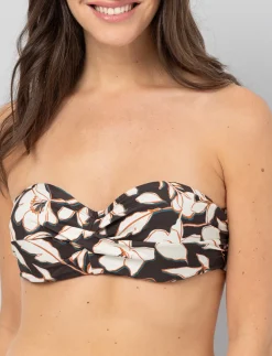 Cross-front Bandeau Bikini Top with Removable Straps
