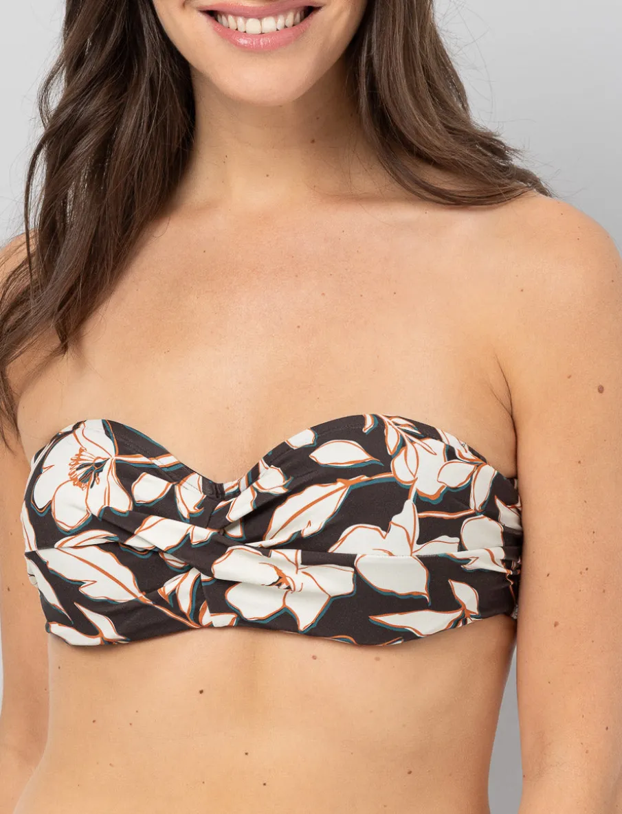 Cross-front Bandeau Bikini Top with Removable Straps