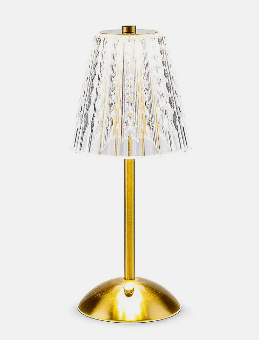 Crystal LED Rechargeable Gold Table Lamp