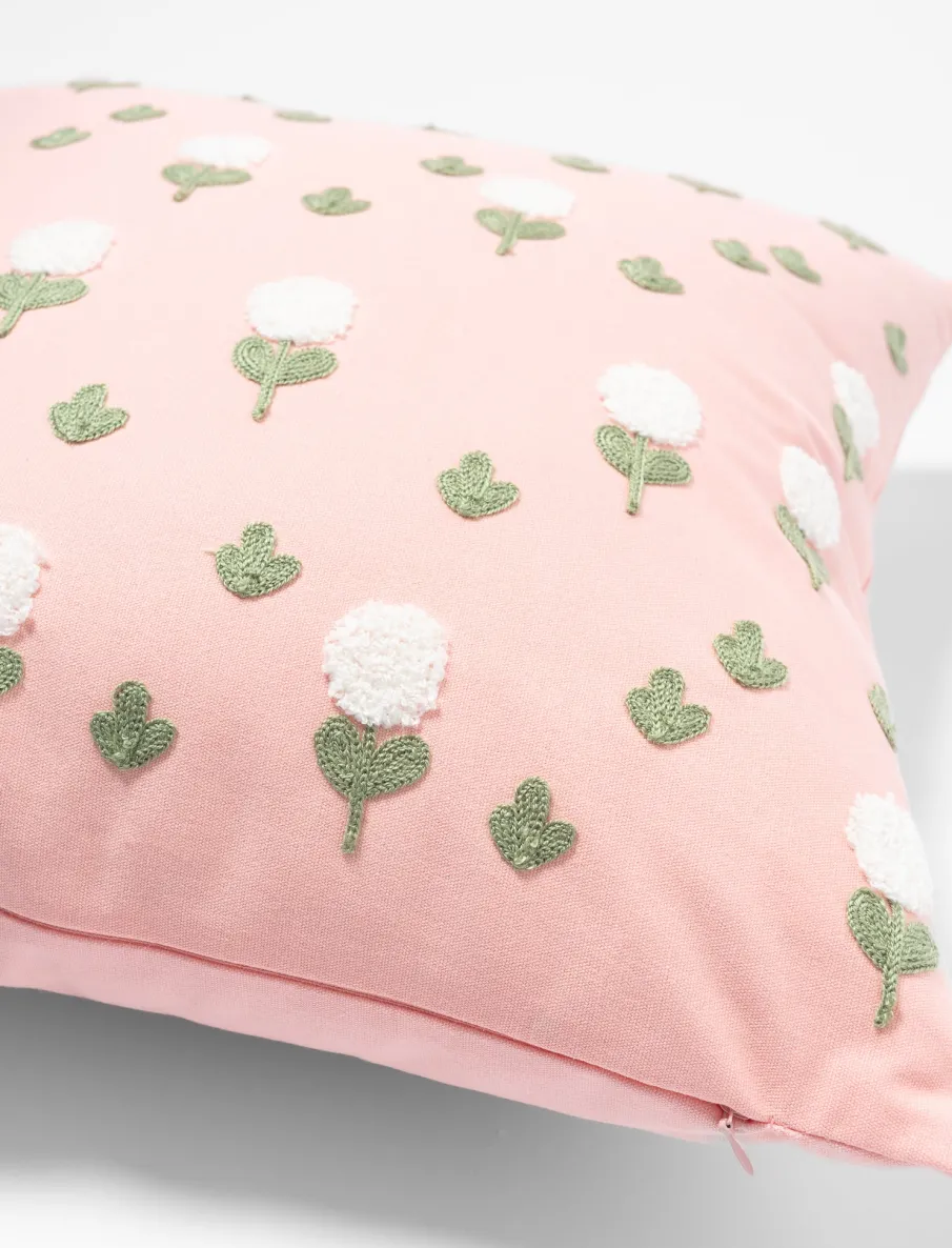 Cushion with Embroidered Flowers