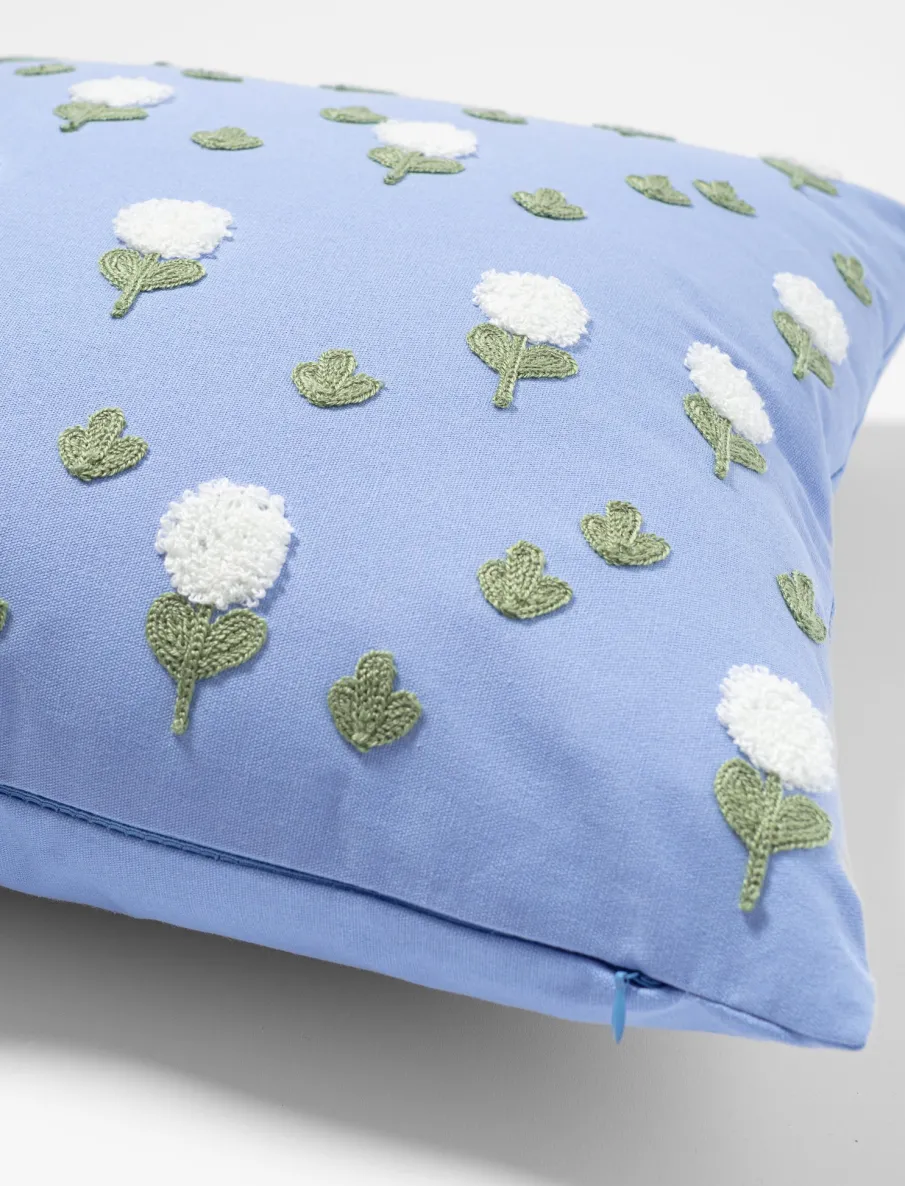 Cushion with Embroidered Flowers