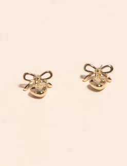 Dangling Heart Earrings with Bow Detail