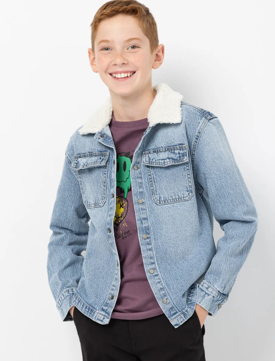 Denim Jacket with Sherpa Collar