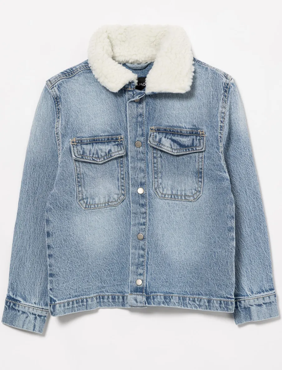 Denim Jacket with Sherpa Collar - Little Boy