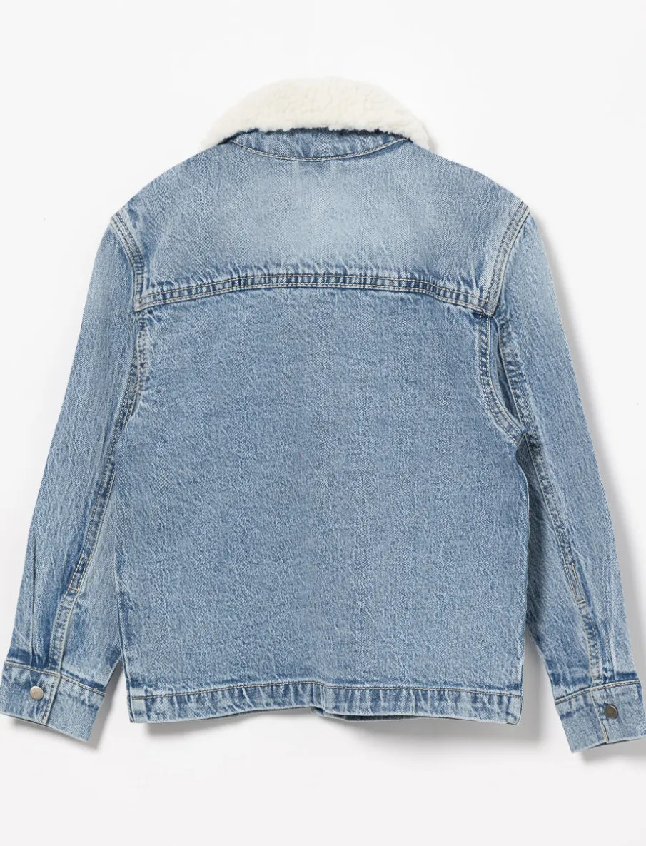 Denim Jacket with Sherpa Collar - Little Boy