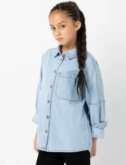 Denim Overshirt with Pocket - Teen Girl