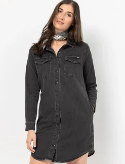 Denim Shirt Dress with Pockets
