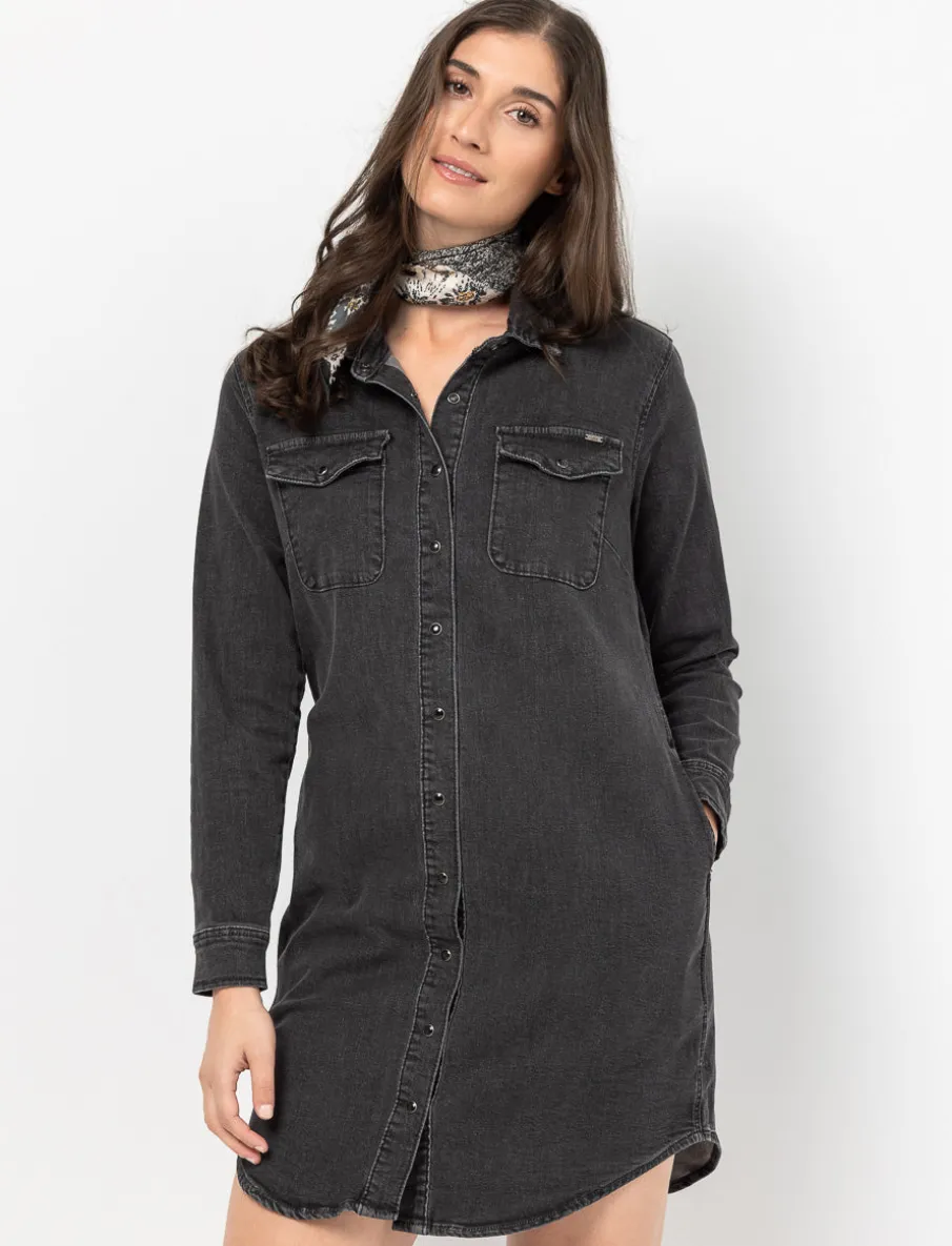 Denim Shirt Dress with Pockets