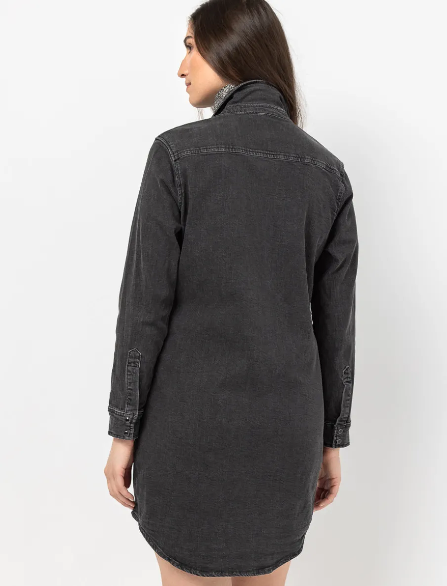 Denim Shirt Dress with Pockets
