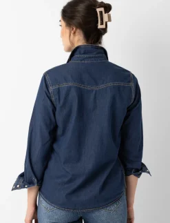 Denim Shirt with Flap Pockets