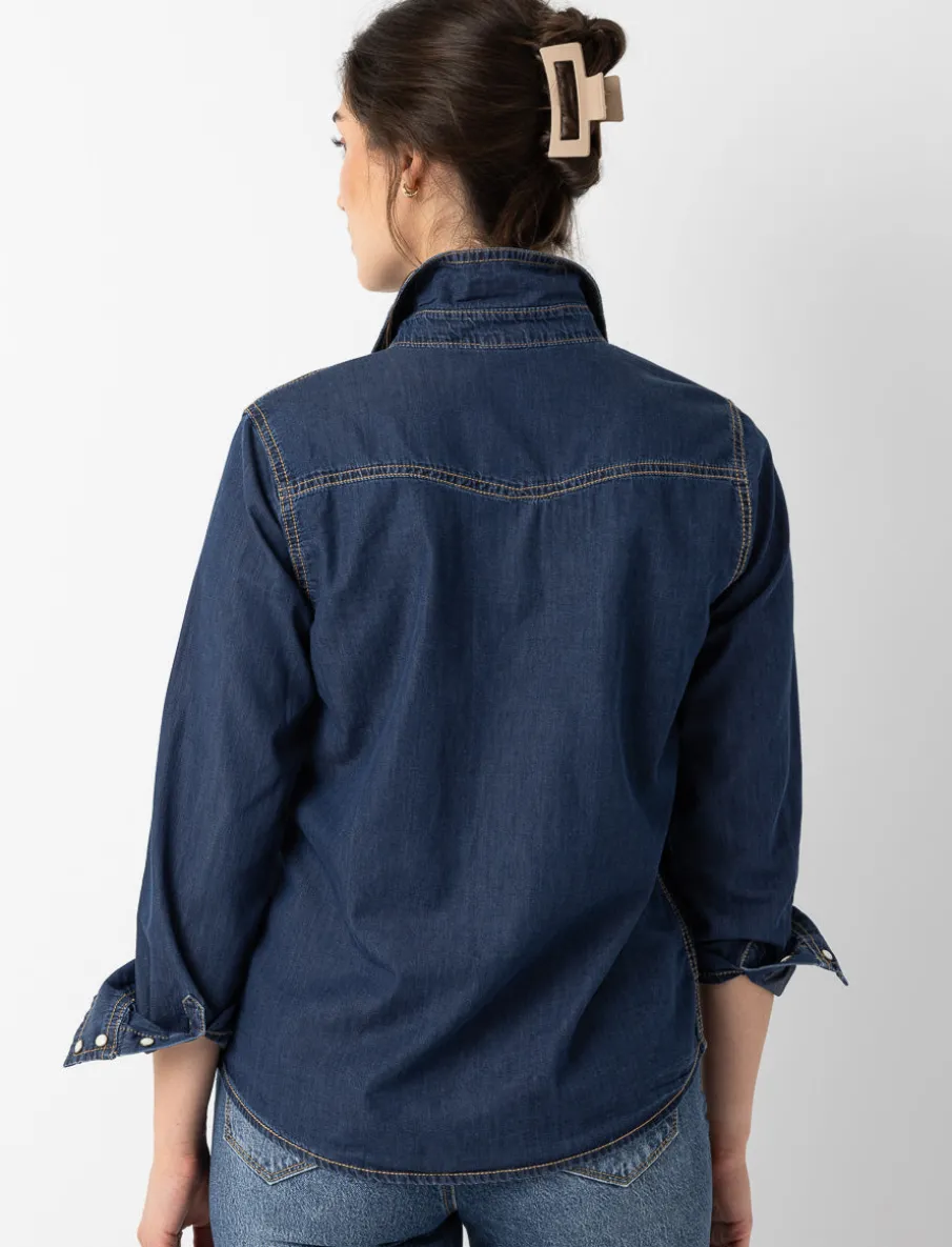 Denim Shirt with Flap Pockets