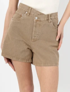Denim Shorts with Crossover Waist