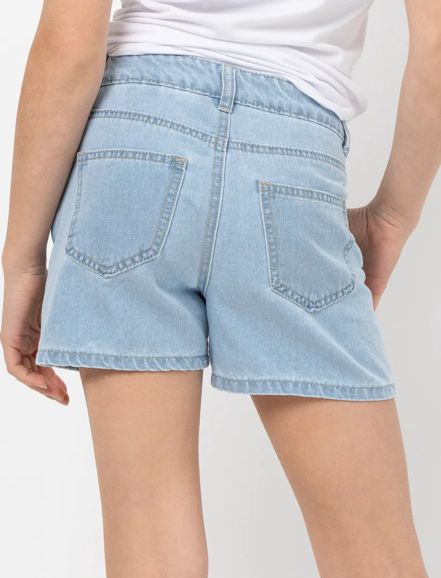 Denim Shorts with Floral Detail