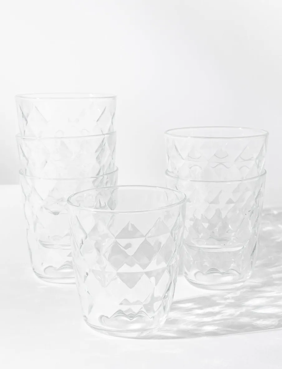 Diamond Pattern Glasses - Set of 6