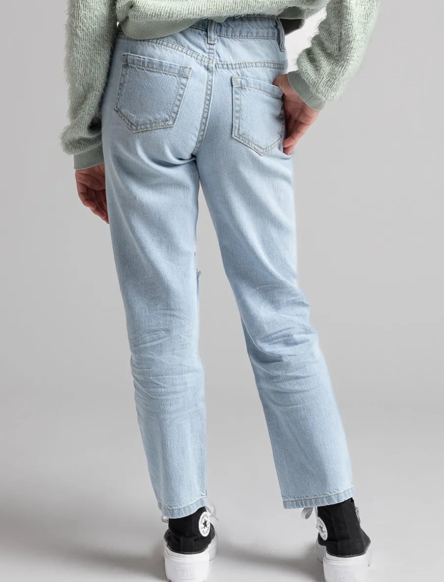 Distressed High-rise-Mom Jeans