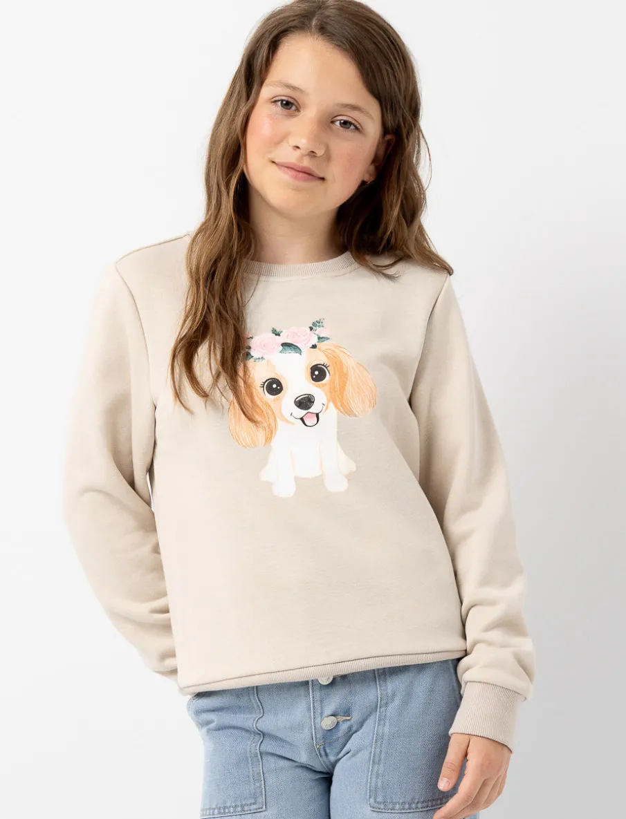 Dog Print Fleece Sweatshirt - Teen Girl