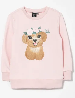 Dog Print Fleece Sweatshirt - Little Girl