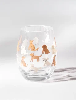 Dog Stemless Glass Wine