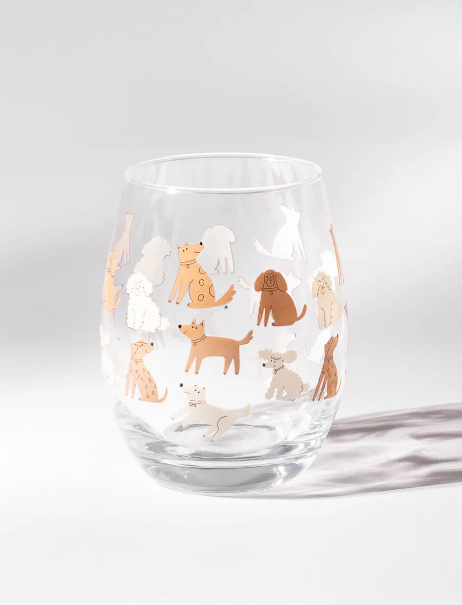 Dog Stemless Glass Wine