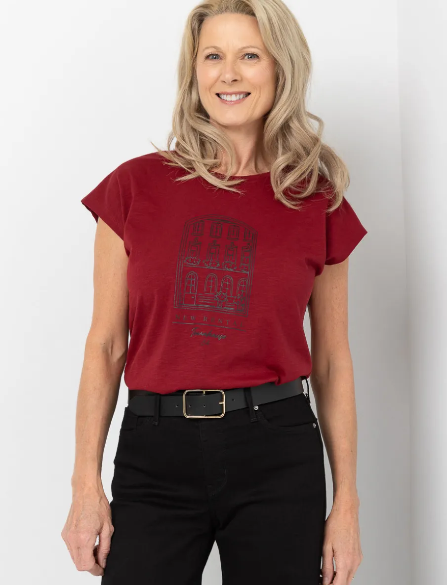 Dolman Sleeve Printed T-shirt